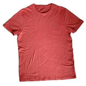 All Saints men's M Short Sleeve Tee Brace SS Knit Crew Cotton T Shirt Coral